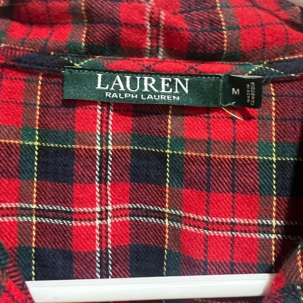 Lauren Ralph Lauren Plaid Flannel Sleepshirt, M